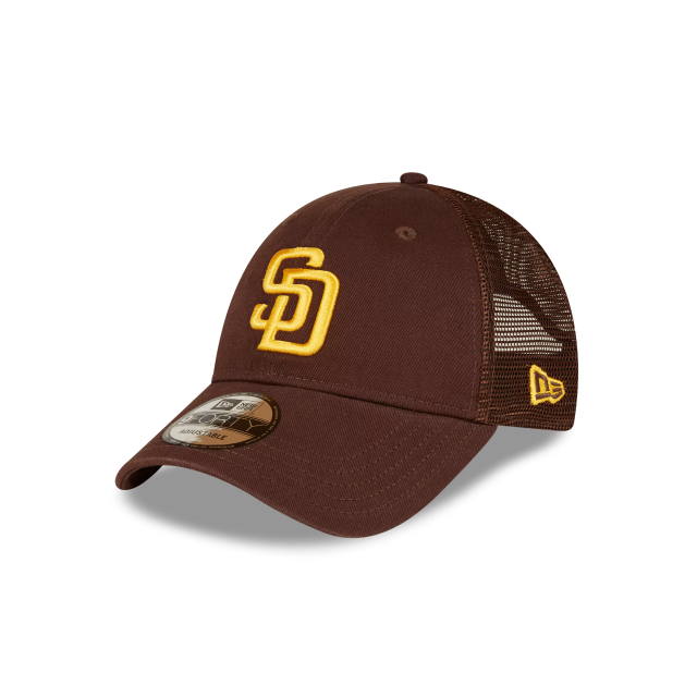 Casquette ajustable 9Forty Trucker marron pour homme San Diego Padres MLB New Era