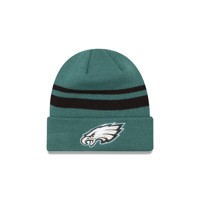 Bonnet en tricot à revers vert nuit des Philadelphia Eagles NFL New Era pour homme