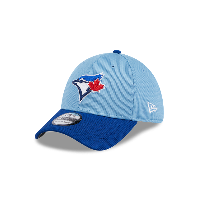 Casquette d'entraînement au bâton extensible 39Thirty 2024 bleu clair/bleu royal New Era pour homme des Blue Jays de Toronto MLB