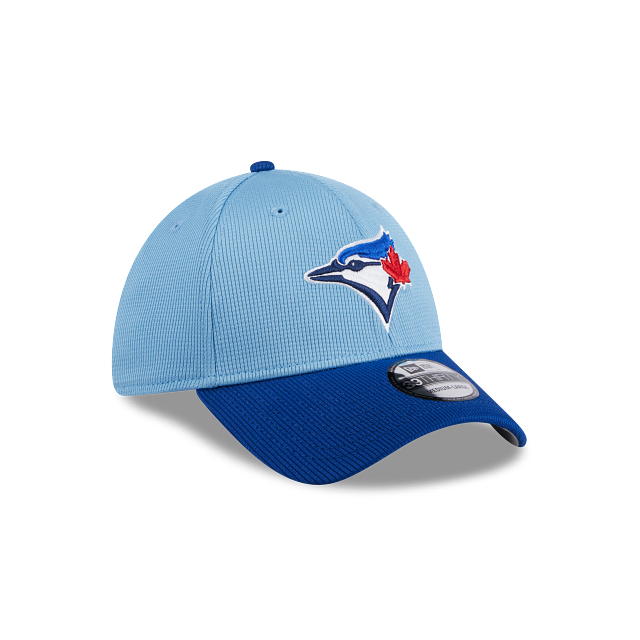 Casquette d'entraînement au bâton extensible 39Thirty 2024 bleu clair/bleu royal New Era pour homme des Blue Jays de Toronto MLB