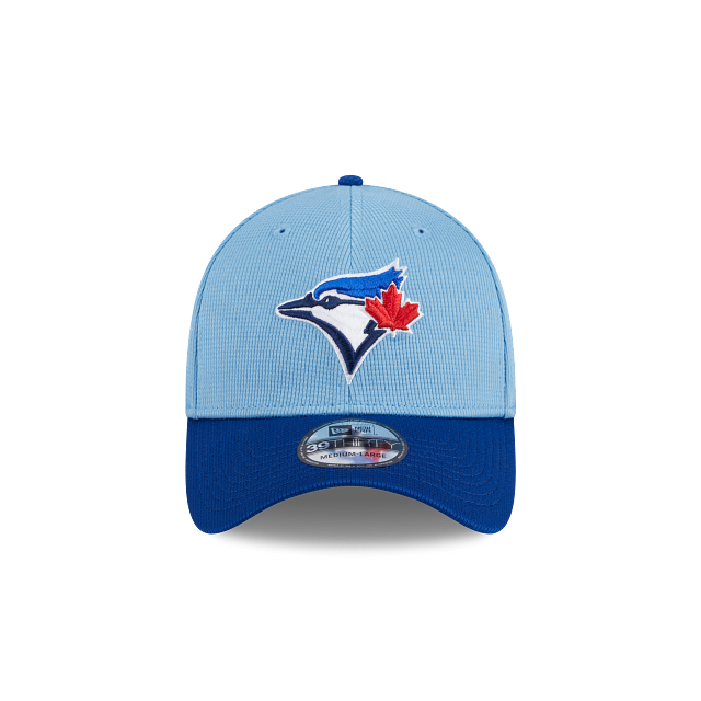 Casquette d'entraînement au bâton extensible 39Thirty 2024 bleu clair/bleu royal New Era pour homme des Blue Jays de Toronto MLB