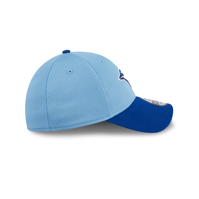 Casquette d'entraînement au bâton extensible 39Thirty 2024 bleu clair/bleu royal New Era pour homme des Blue Jays de Toronto MLB