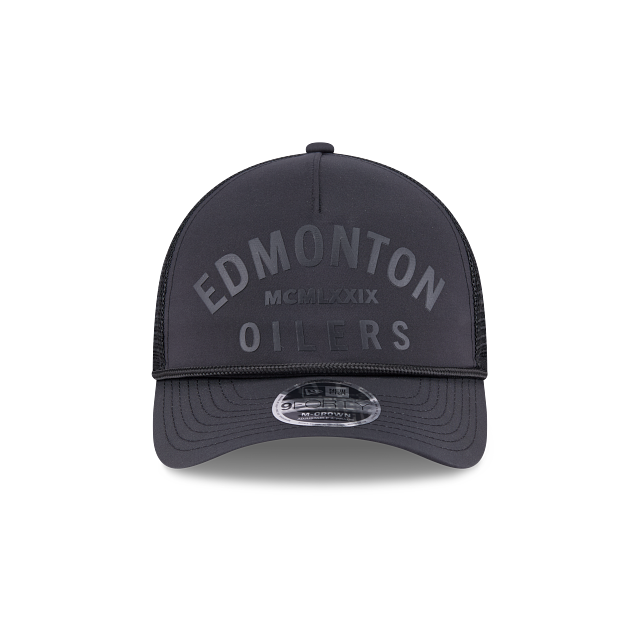Edmonton Oilers NHL New Era Men's Black 9FORTY M-Crown A-Frame Minimalist Trucker Hat