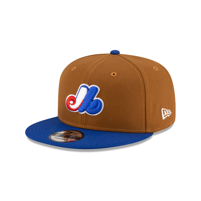 Casquette Snapback basique MLB New Era 9Fifty Toasted Peanut/Royal pour homme des Expos de Montréal