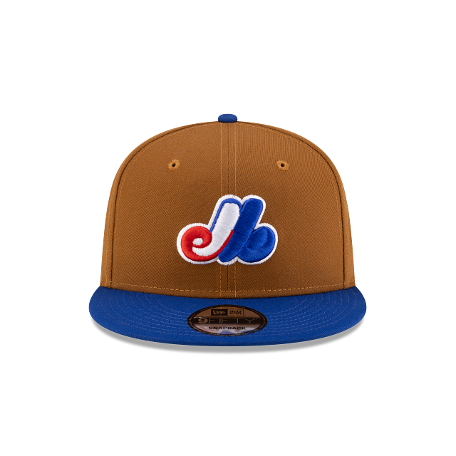 Casquette Snapback basique MLB New Era 9Fifty Toasted Peanut/Royal pour homme des Expos de Montréal