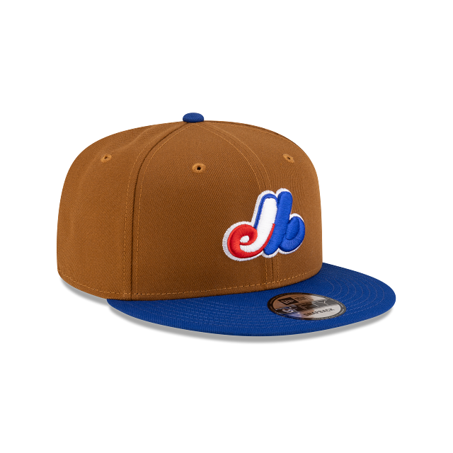 Casquette Snapback basique MLB New Era 9Fifty Toasted Peanut/Royal pour homme des Expos de Montréal
