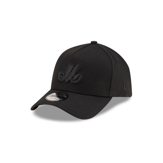 Casquette à visière snapback 9Forty A-Frame noire sur noire des Expos de Montréal MLB New Era pour homme