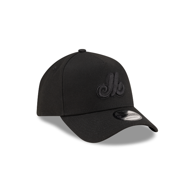 Casquette à visière snapback 9Forty A-Frame noire sur noire des Expos de Montréal MLB New Era pour homme
