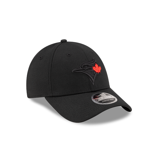 Casquette à pression extensible New Era 9Forty pour homme, noire et rouge, des Blue Jays de Toronto, MLB