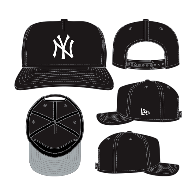 Casquette snapback New Era 19Twenty noire et blanche pour homme, New York Yankees (MLB).