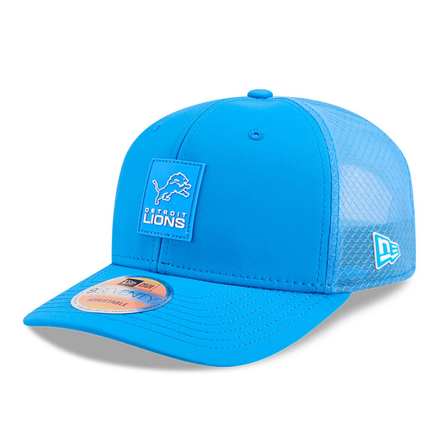 Casquette trucker New Era 9Seventy 2025 Sideline pour homme, bleu Honolulu, Detroit Lions NFL, modèle Honolulu Blue, idéale pour les journées chaudes.
