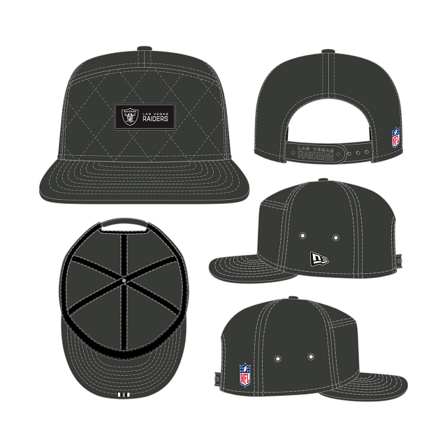 Casquette snapback New Era 9Seventy 2025 Sideline Split Panel, couleur anthracite, pour homme, Las Vegas Raiders NFL
