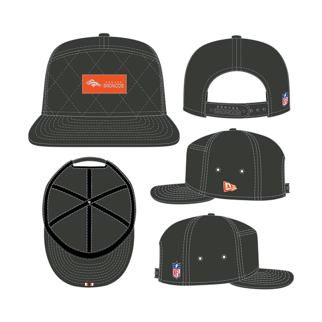 Casquette snapback New Era 9Seventy 2025 Sideline à panneaux fendus, couleur anthracite, pour homme, Denver Broncos NFL