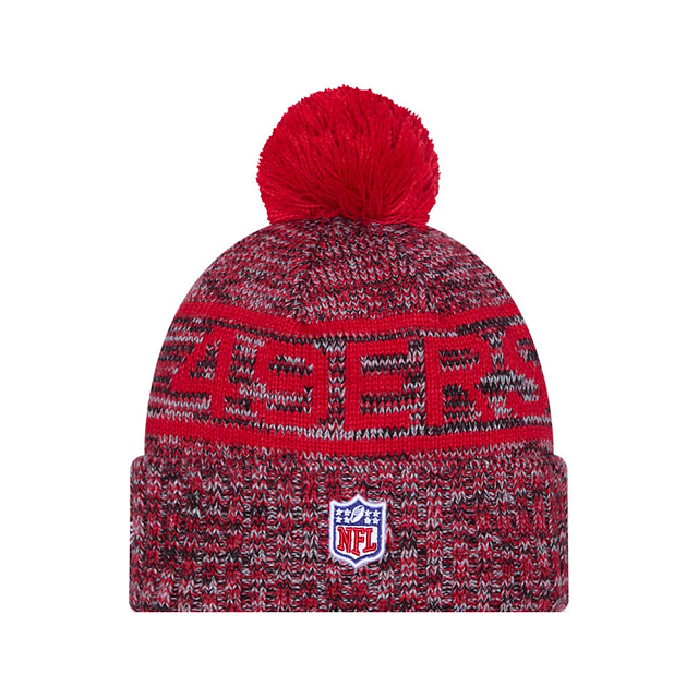 San Francisco 49ers NFL New Era Men's Red 2025 Sideline Sport Knit Pom Hat