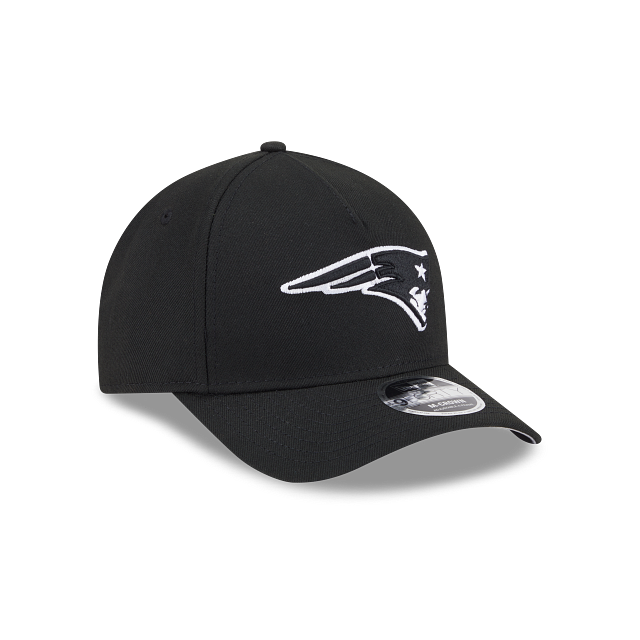 Casquette New Era 9FORTY M-Crown pour homme, noire et blanche, New England Patriots NFL, à monture en A ajustable.