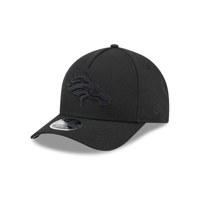 Casquette Denver Broncos NFL New Era pour homme, noire sur noire, modèle 9FORTY M-Crown, ajustable, style A-Frame