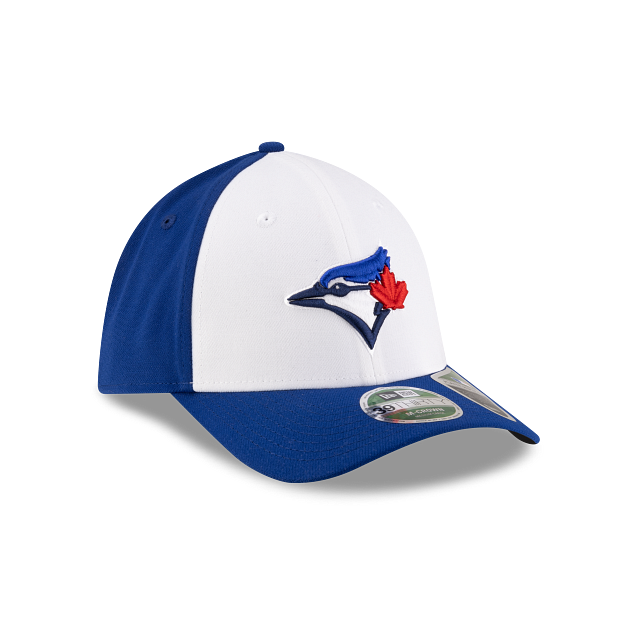 Toronto Blue Jays MLB New Era Men's White/Royal 39Thirty M-Crown Player Replica Stretch Fit Hat