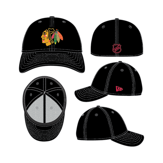 Chicago Blackhawks NHL New Era Men's Black 39Thirty Team Classic Stretch Fit Hat