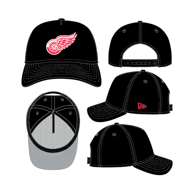 Detroit Red Wings NHL New Era Men's Black 9Forty A-Frame Snapback Hat