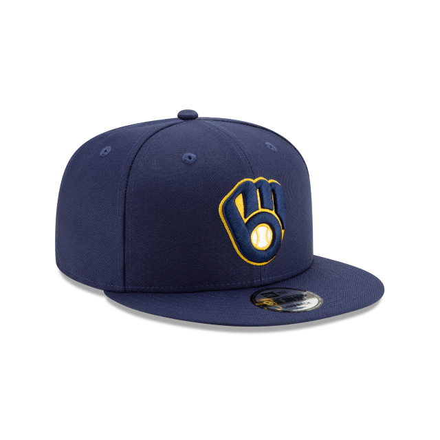 Casquette réglable basique 9Fifty New Era Navy pour homme des Milwaukee Brewers (MLB)