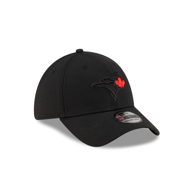 Casquette extensible classique 39Thirty Team Leaf noire et rouge pour homme des Toronto Blue Jays MLB New Era