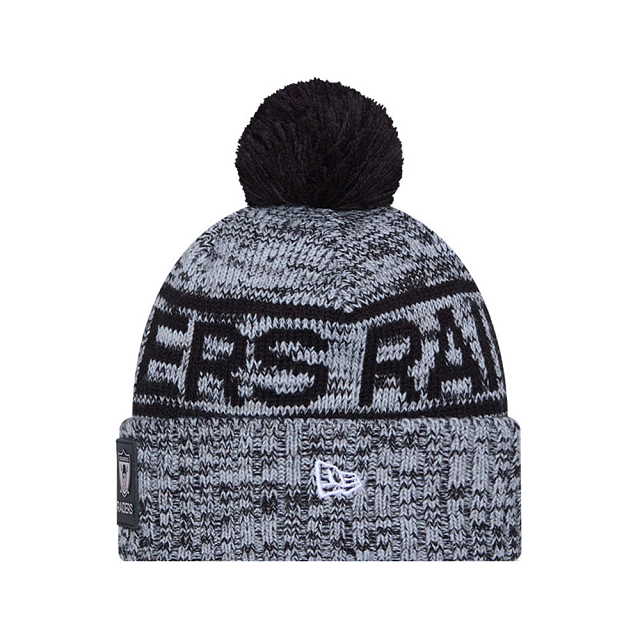 Las Vegas Raiders NFL New Era Men's Grey/Black 2025 Sideline Sport Knit Pom Hat