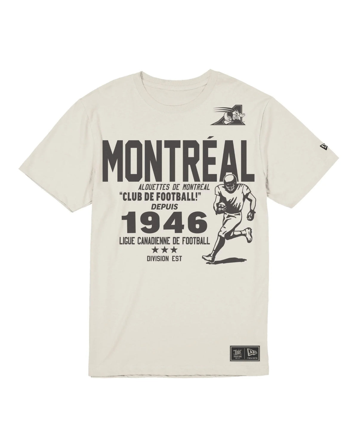 Montreal Alouettes CFL New Era Men's Stone 2026 Turf Traditions Logo T-Shirt