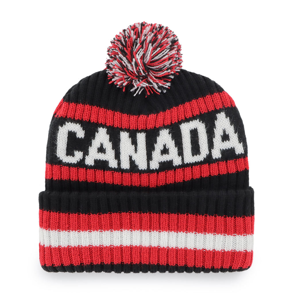Hockey Canada IIHF 47 Brand Men's Red/Black Bering Cuff Pom Knit