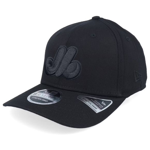 Casquette Snapback 9Seventy noire sur noire des Expos de Montréal MLB New Era pour homme