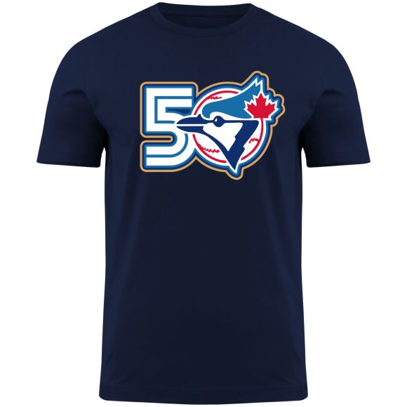 T-shirt Homme Toronto Blue Jays MLB Bulletin Logo 50e Anniversaire Bleu Marine