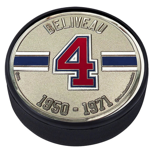 Jean Beliveau Montreal Canadiens NHL Alumni Player Medallion Hockey Puck