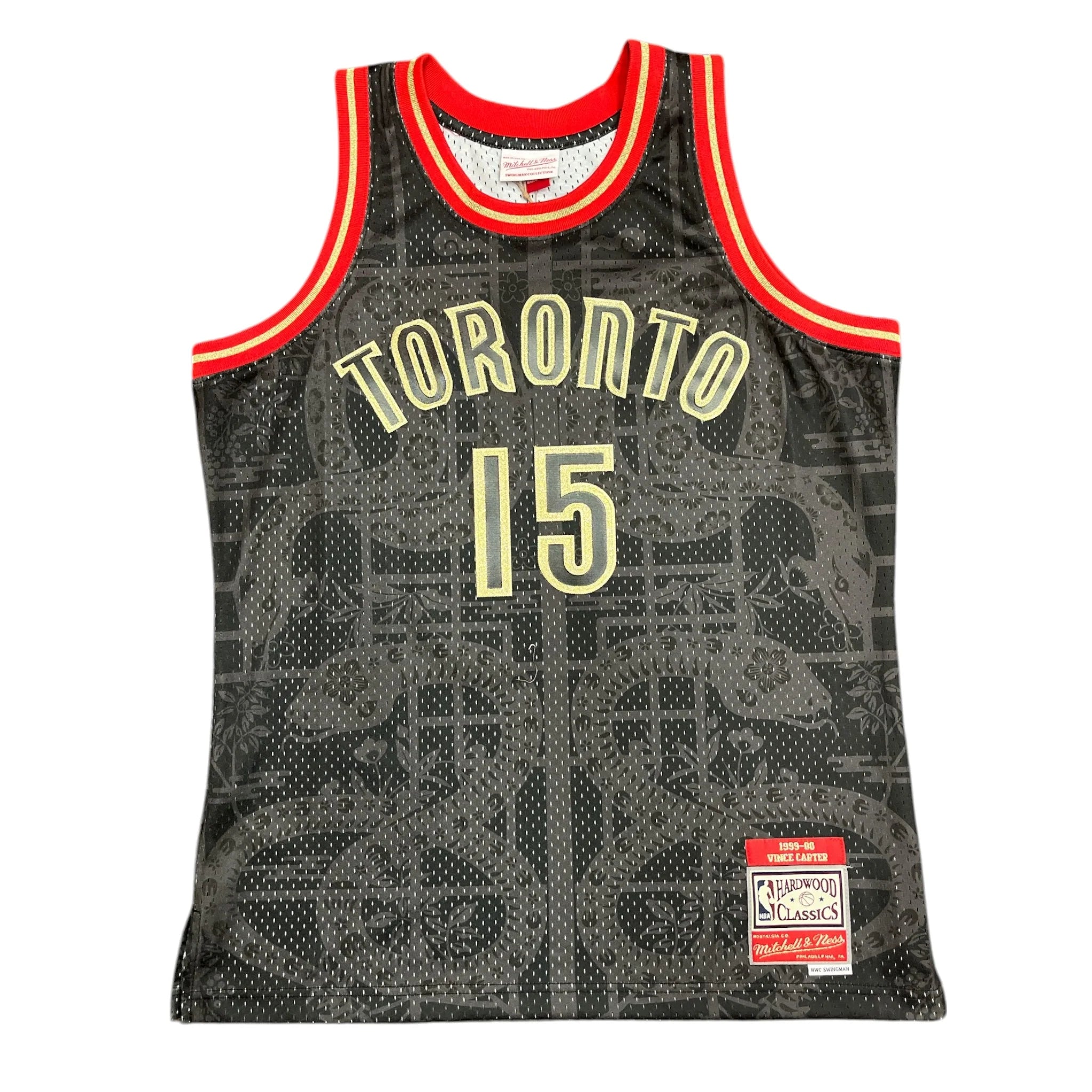 Vince Carter Toronto Raptors NBA Mitchell & Ness Men's Black & Gold 1999-2000 Lunar New Year Hardwood Classics Swingman Jersey