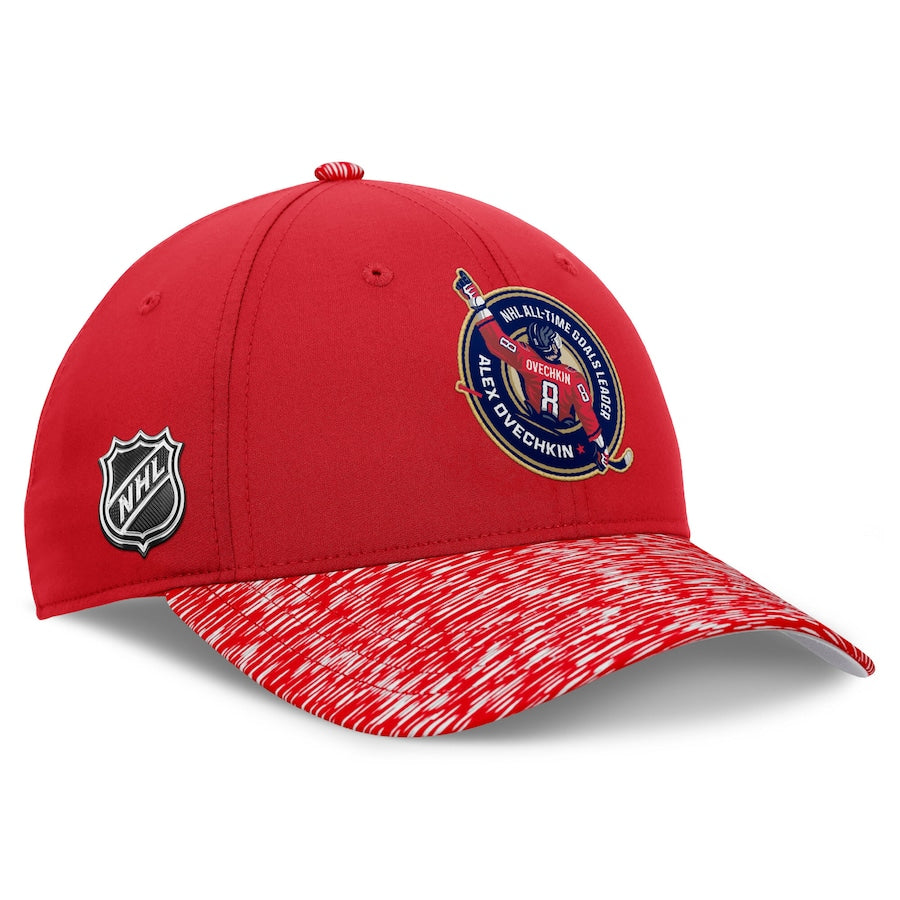Casquette snapback rouge de vestiaire pour homme Alexander Ovechkin des Capitals de Washington, meilleur buteur de tous les temps de la LNH
