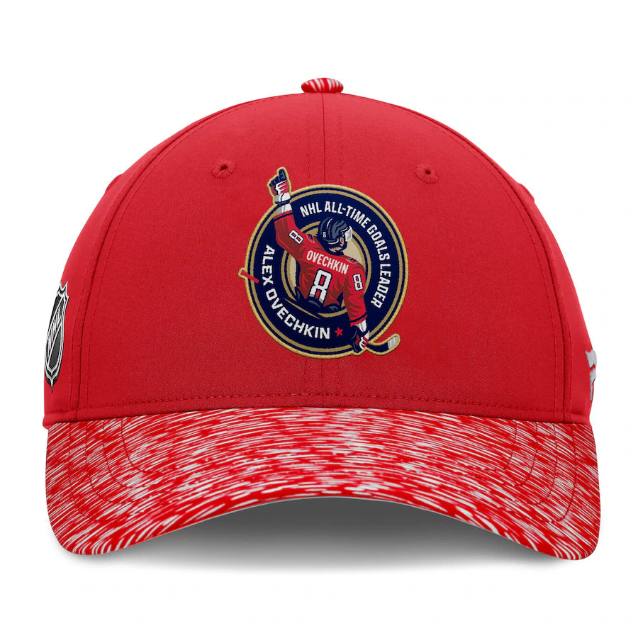 Casquette snapback rouge de vestiaire pour homme Alexander Ovechkin des Capitals de Washington, meilleur buteur de tous les temps de la LNH