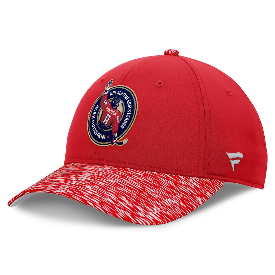Casquette snapback rouge de vestiaire pour homme Alexander Ovechkin des Capitals de Washington, meilleur buteur de tous les temps de la LNH