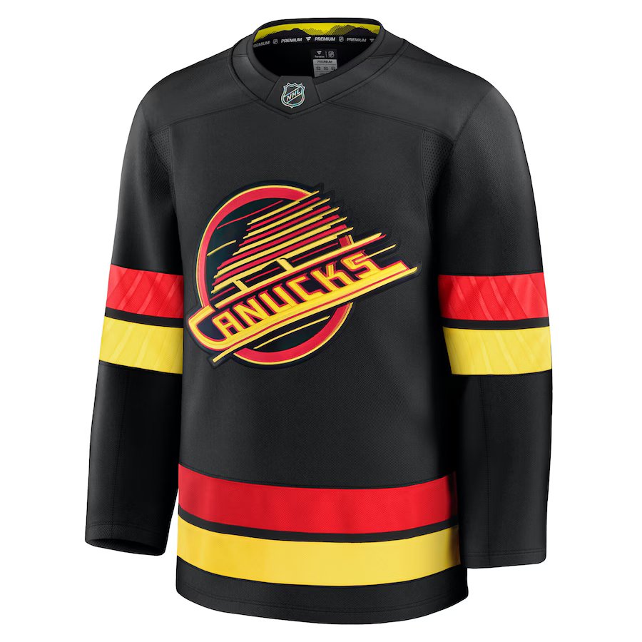Maillot de marque Fanatics NHL pour homme Vancouver Canucks noir de qualité supérieure