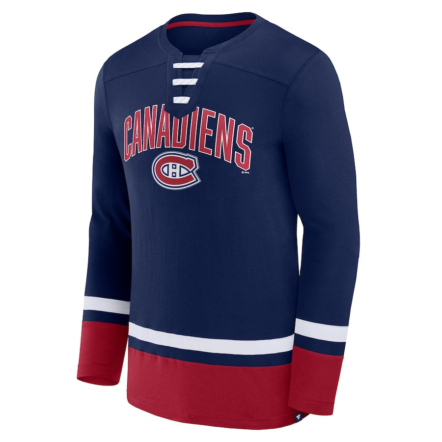 Chemise à manches longues mode marine pour hommes Fanatics Branded de la LNH des Canadiens de Montréal