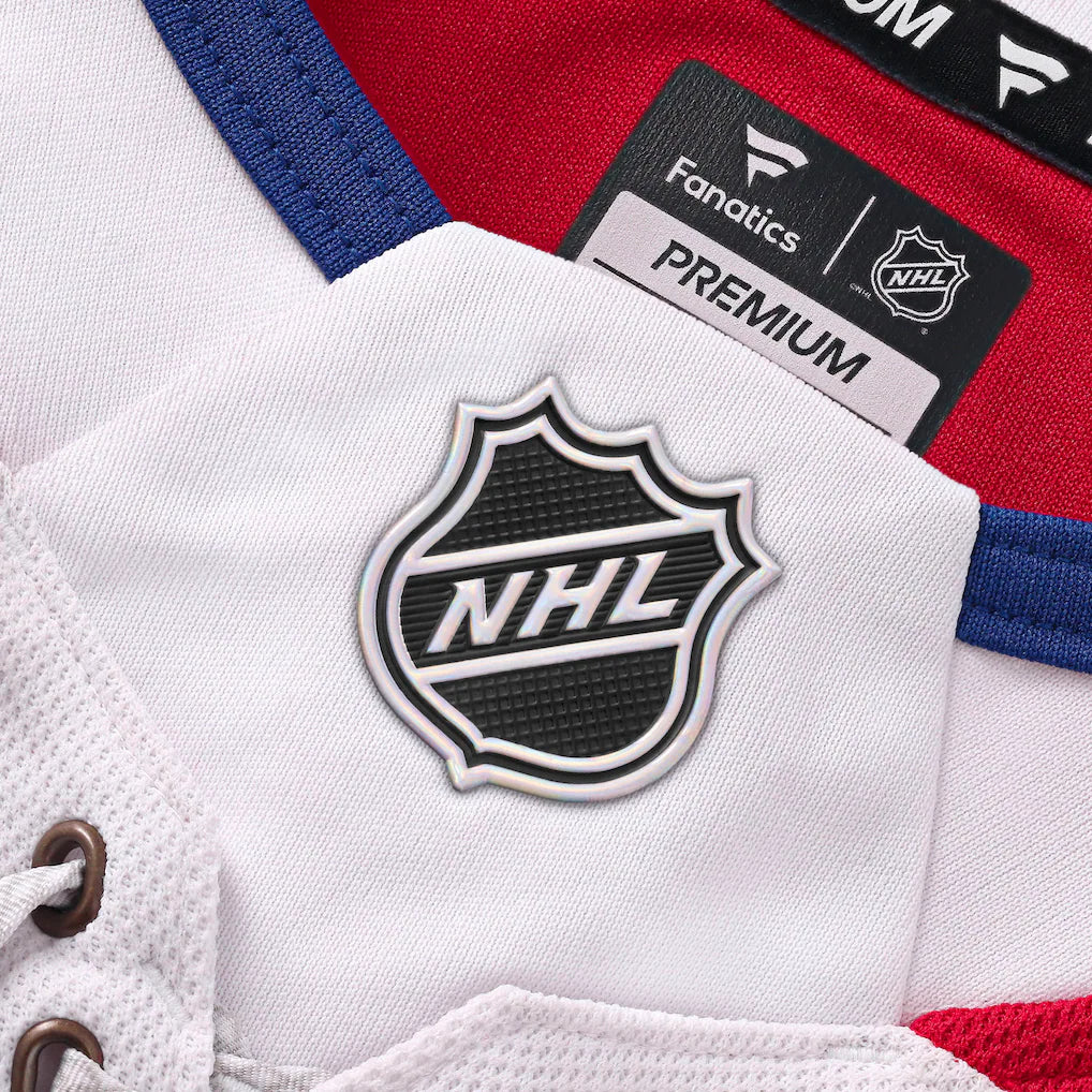 Maillot haut de gamme blanc Pro-Stitched Fanatics Branded Lane Hutson des Canadiens de Montréal pour homme