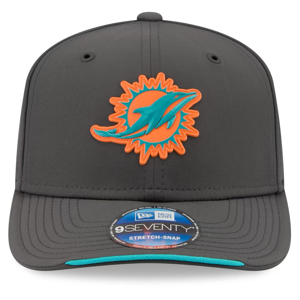 Miami Dolphins NFL New Era Men's Charcoal 9Seventy 2026 Sideline Cold Weather Stretch Snapback