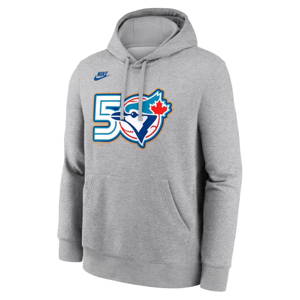 Toronto Blue Jays MLB Nike Men's Dark Grey Heather 50th Anniversary Ballpark Legend Pullover Hoodie