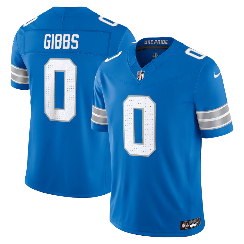 Jahmyr Gibbs Detroit Lions NFL Nike Men's Blue Spark Vapor F.U.S.E. Limited Player Sewn Jersey