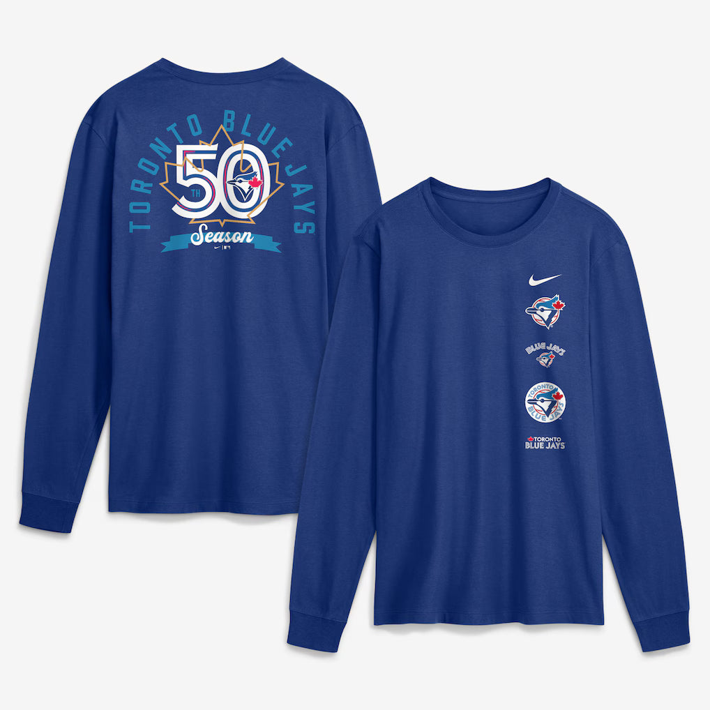 Toronto Blue Jays MLB Nike Men's Royal Blue 50th Anniversary Club Long Sleeve T-shirt