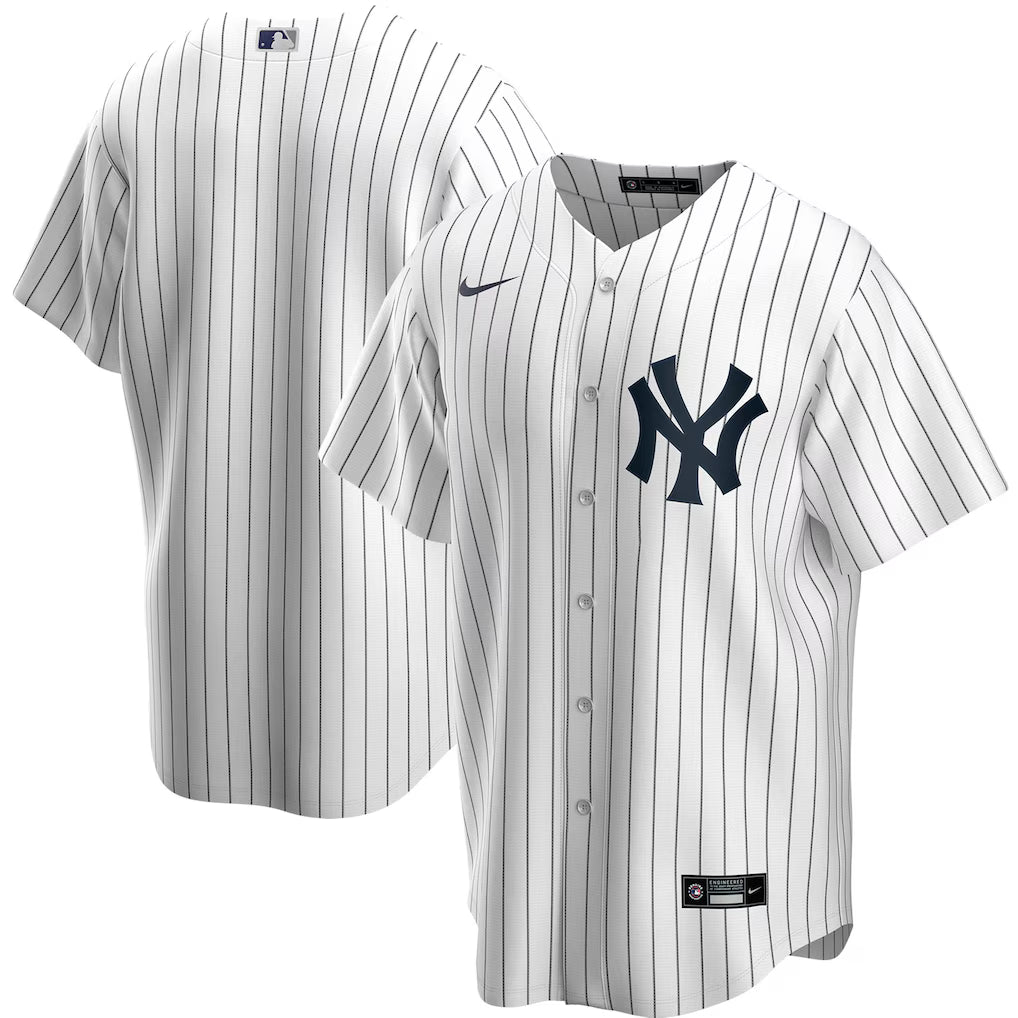 New York Yankees MLB Nike Men's White Pinstripe Home Replica Jersey