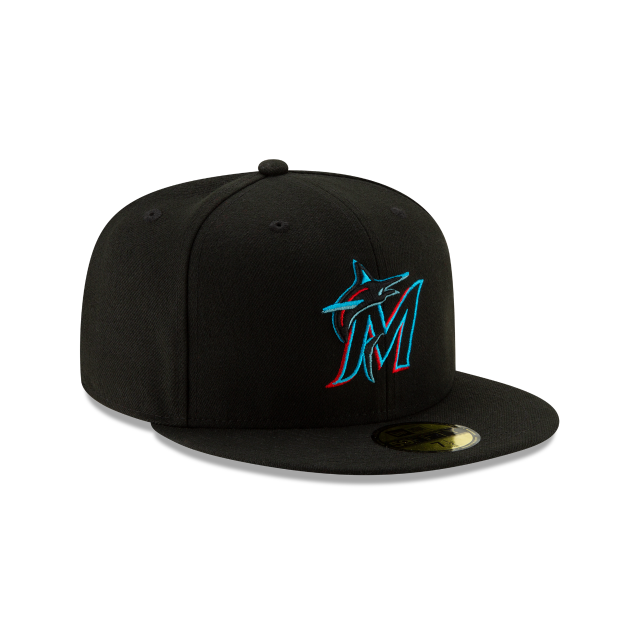 Miami Marlins MLB New Era Men's Black 59Fifty Authentic Collection Fitted Hat