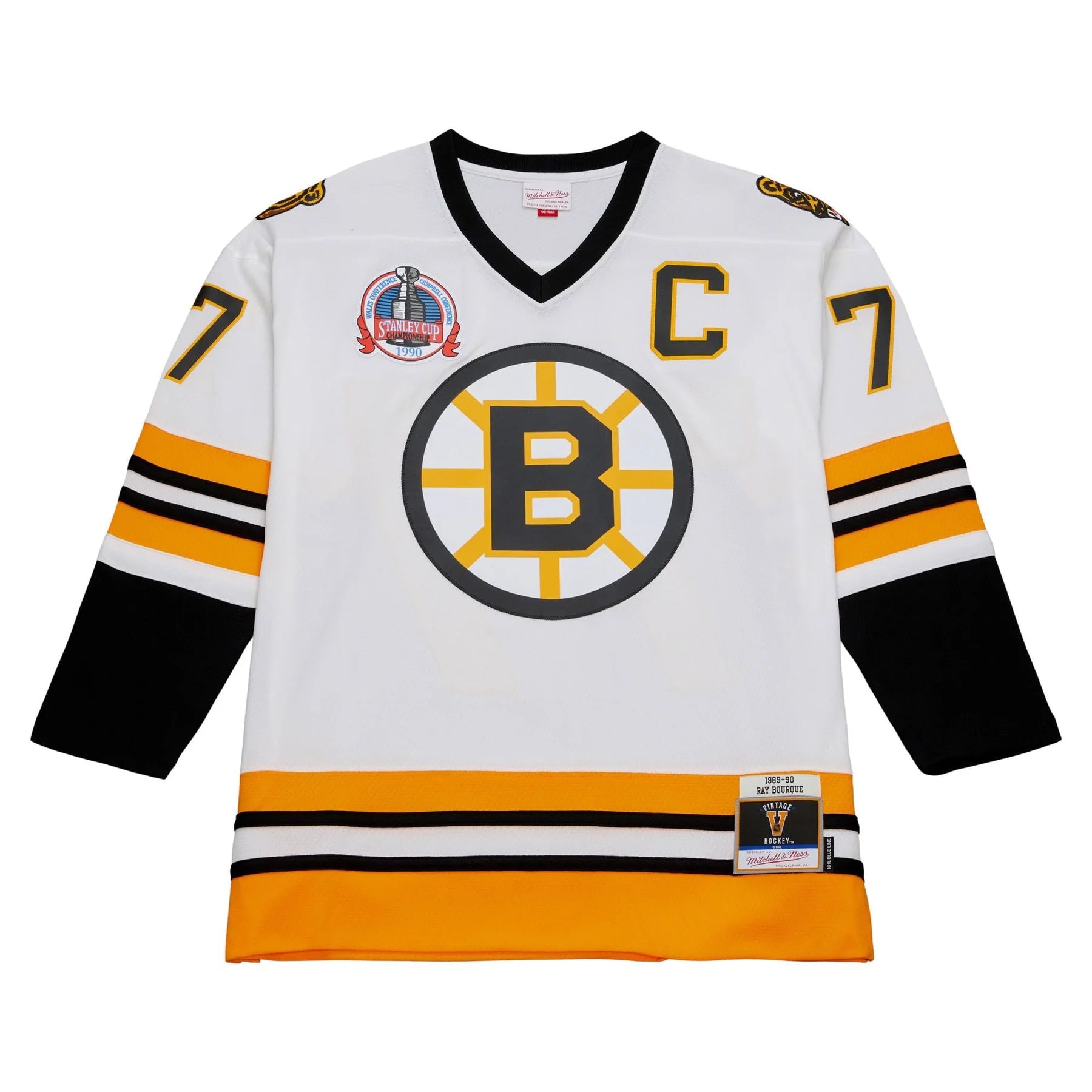 Ray Bourque Bruins de Boston NHL Mitchell & Ness Maillot authentique blanc 1989 Blue Line pour hommes
