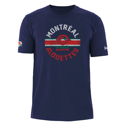 Montreal Alouettes CFL New Era Men's Navy Turf Traditions Vintage Logo T-Shirt