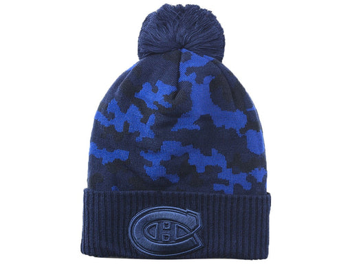 Montreal Canadiens NHL Fanatics Branded Men's Navy Camo Cuff Pom Knit Hat