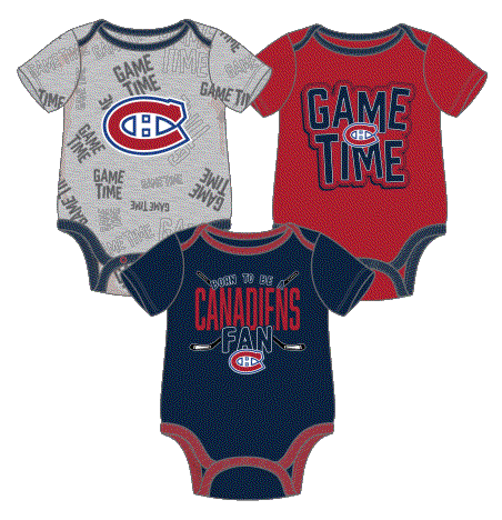 Montreal Canadiens NHL Outerstuff Infant Tricolor Game Time 3 Piece Creeper Set