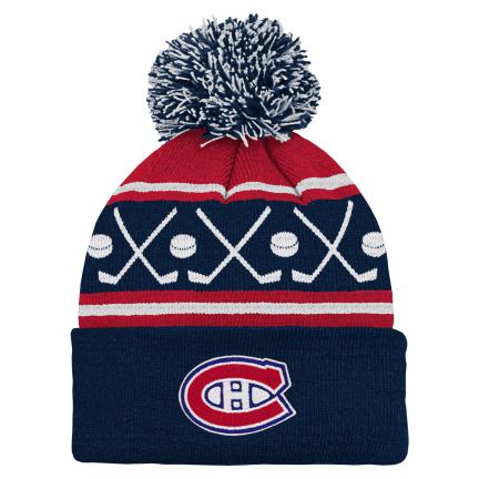 Montreal Canadiens NHL Outerstuff Kids Red Face Off Cuff Pom Knit Hat