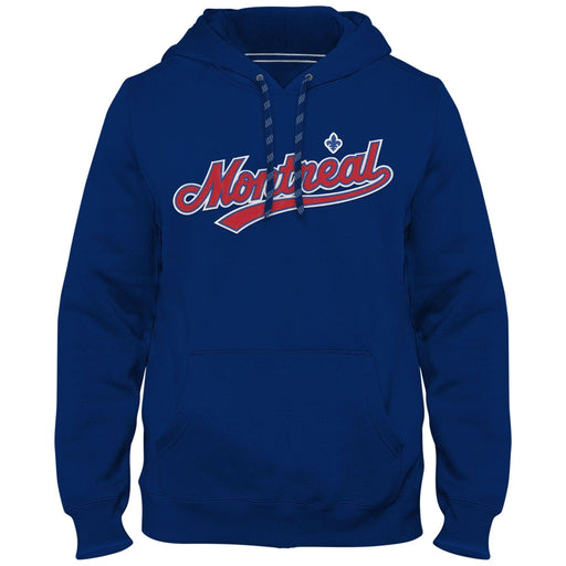 Montreal Expos MLB Bulletin Men's Royal Blue Cooperstown Express Twill Road Logo Hoodie